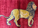 3 X 5 Handmade Hand-Knotted Rug Quality Wool Pictorial Lion Red Organic Dyes