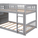 Twin Over Twin Bunk Stairway Bed With 2 Drawers And Slide - Gray by HouseOfZazla