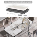 70.87" Modern Artificial Stone Pandora White Curved Black Metal Leg Dining Table - Antique White by HouseOfZazla