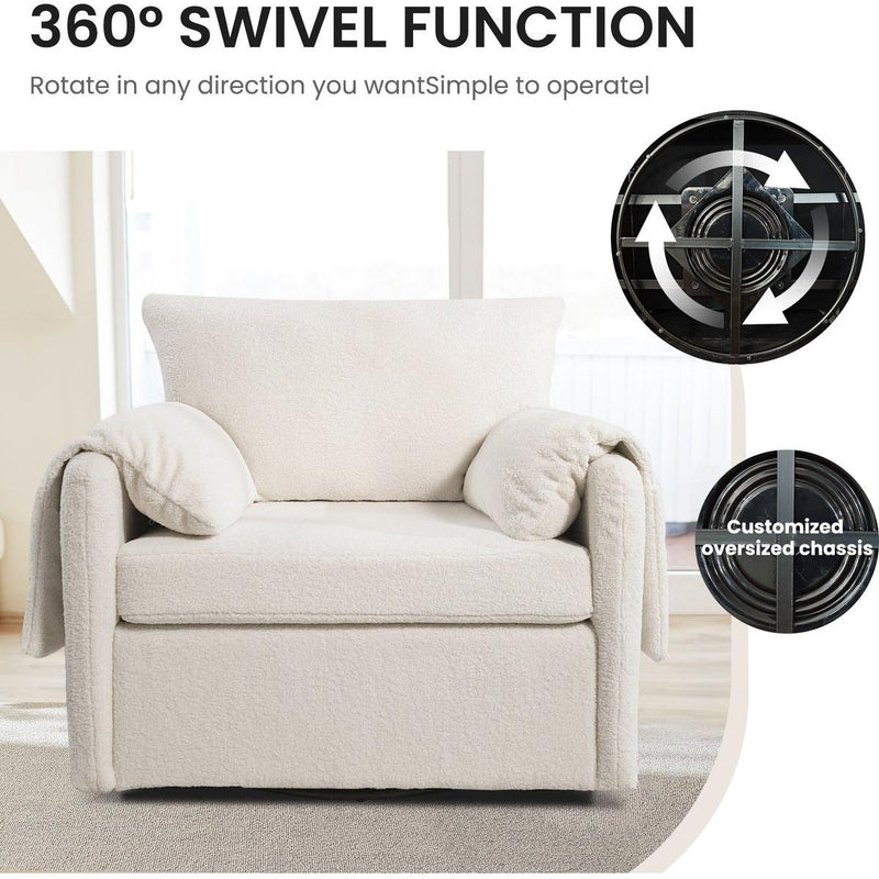 Oversized Swivel Armchair - Modern Swivel Accent Chair & Single Sofa Lounge,Comfortable Seating for Living Room & Bedroom