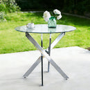 Dining Table With Cross Metal Leg And Tempered Glass, Modern Space Saving Kitchen Table For Living Room by HouseOfZazla