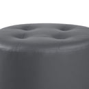 Round Ottoman With Tufted Upholstery Base - Gray by HouseOfZazla