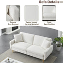 74.41 inch Teddy Velvet sofa bed with Separate adjustment backrest and Storage Function