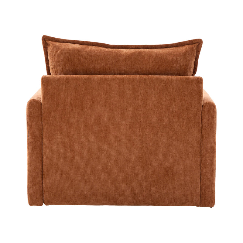 UNITED WE WIN Swivel Barrel Chair - Mid Century Modern Chair, Thick Padded Arm Chair with Solid Metal Base, Comfortable Single Sofa Chair, Swivel Accent Chair for Living Room Bedroom