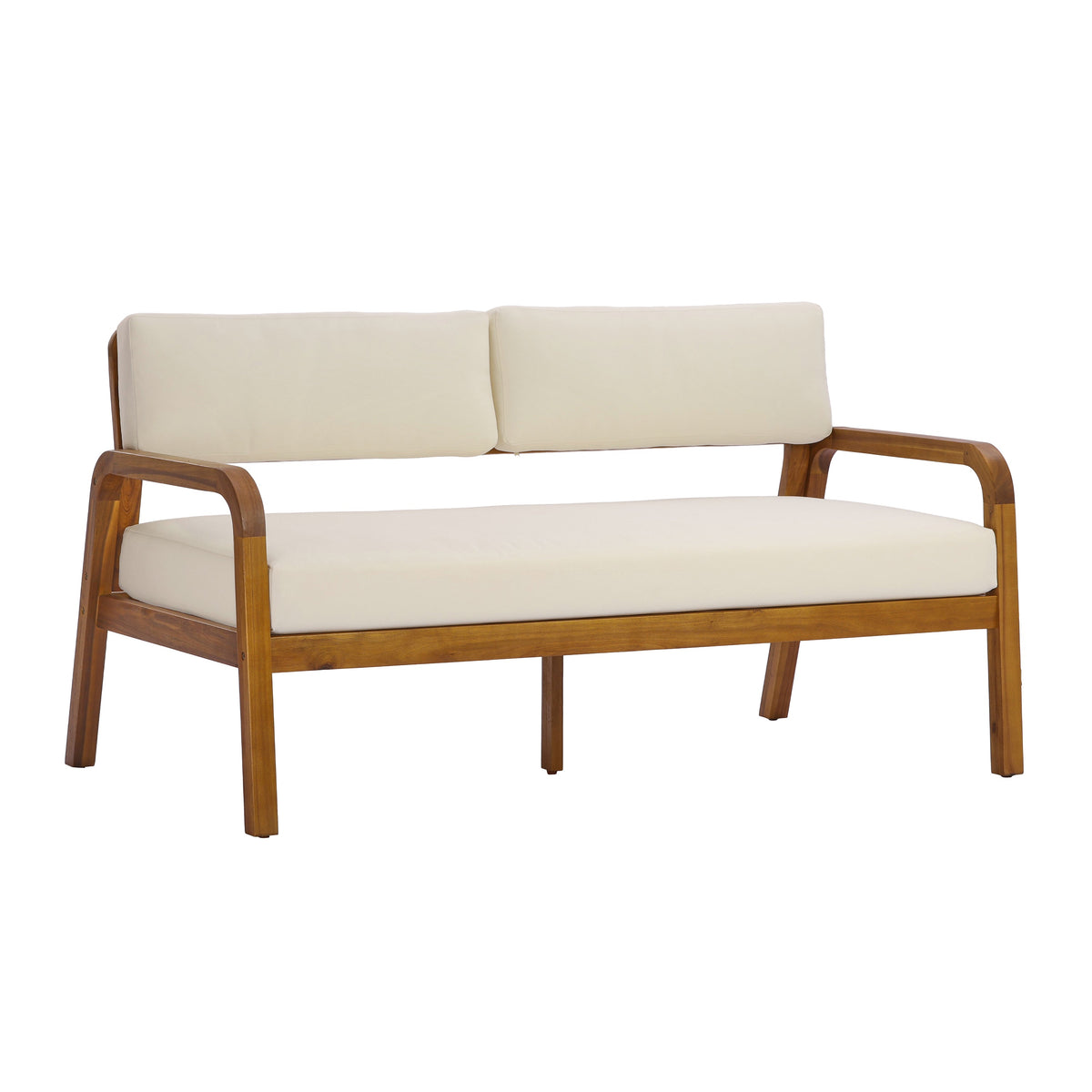 2 Pieces Outdoor Sofa Set with Cushions - Teak, photo 8 of 10
