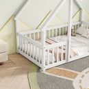 Wood House-Shaped Floor Bed With Fence, Guardrails by HouseOfZazla
