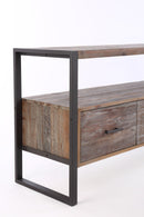 Reclaimed Wood Media TV Console Table With 3 Drarwer, Open Shelf - Antique Gray by HouseOfZazla