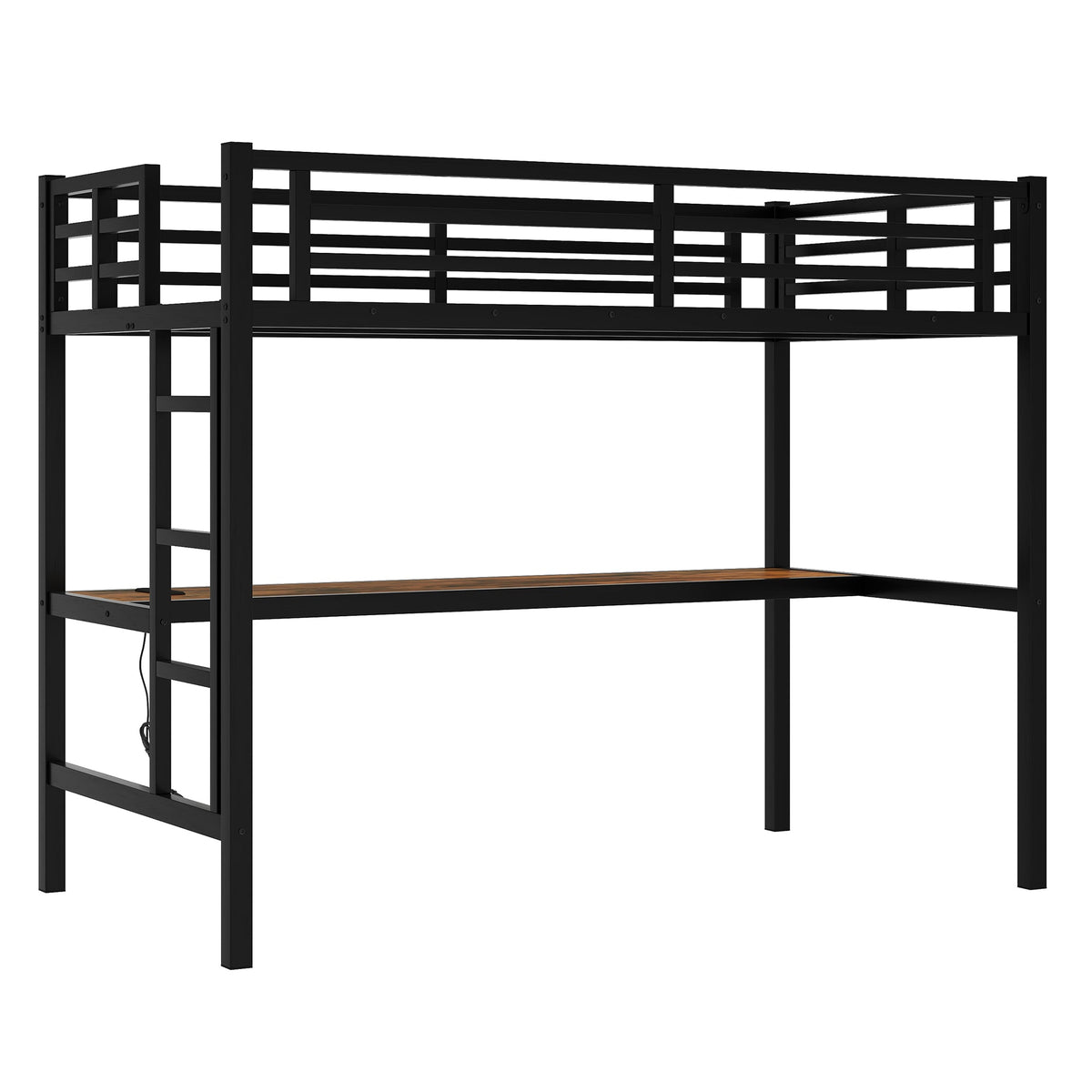 Metal Twin XL Size Loft Bed with Power Outlet and LED Light, photo 8 of 10