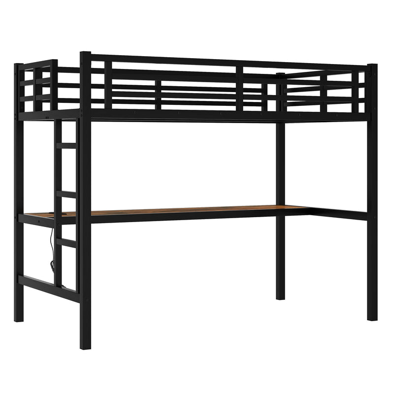 Metal Twin XL Size Loft Bed with Power Outlet and LED Light, photo 8 of 10