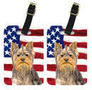 USA American Flag with Yorkie / Yorkshire Terrier Luggage Tag