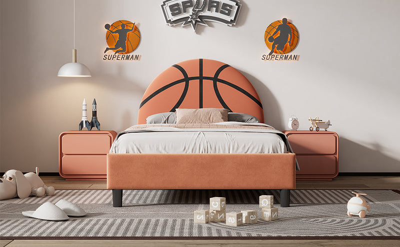 Walker Edison | Basketball Upholstered Twin Platform Bed