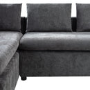 Modern L Shaped Sectional Sofa With Upholstery And Wooden Storage by HouseOfZazla