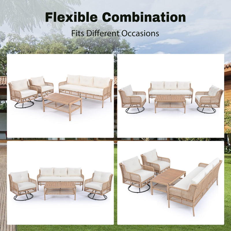 4 Pieces Patio Furniture Set with Swivel Chairs, photo 5 of 10