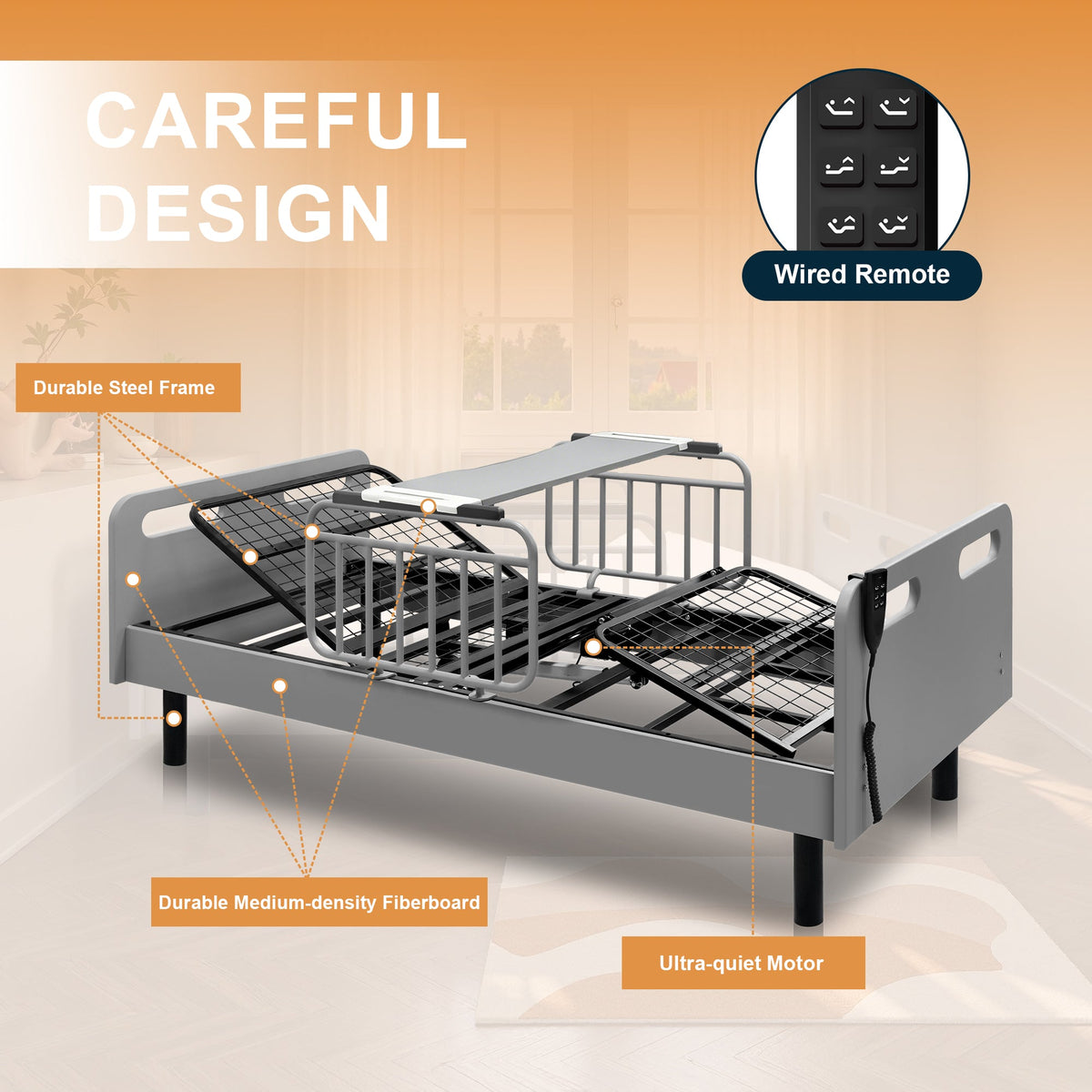 Electric Adjustable Hospital Bed for Home Use, photo 7 of 10