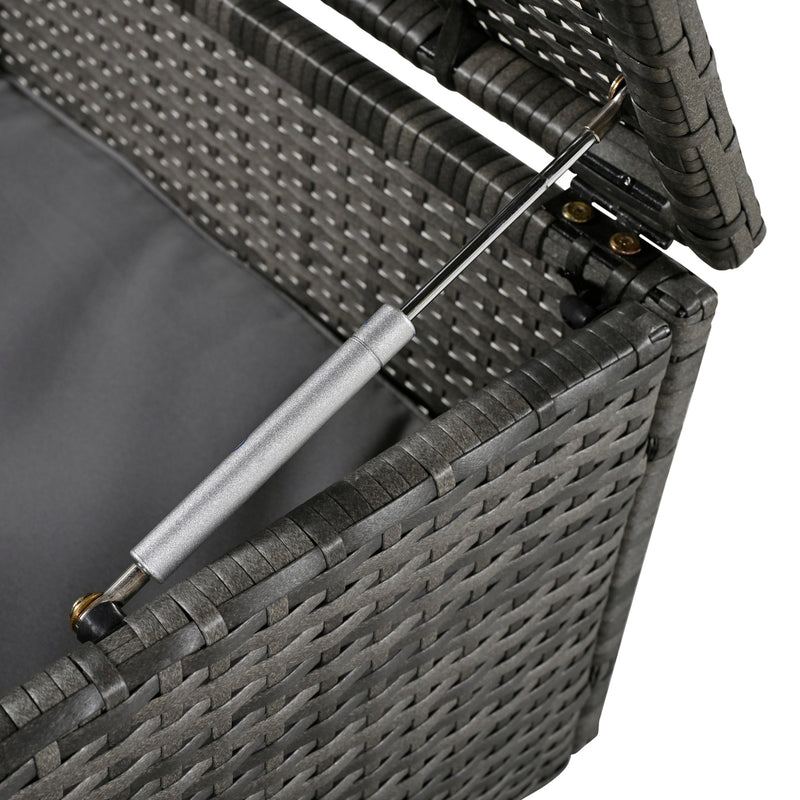 2-Piece Rattan Outdoor Patio Bench Lounge Roof Set, Effective UV Protection Fabric & Waterproof Cushions and Adjustable Backrest for Garden, Backyard and Porch (Grey Wicker + Grey Fabric)