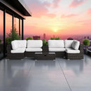 Elegant 4 Person Wicker Patio Seating Set With Cushions And Glass Top Table by HouseOfZazla