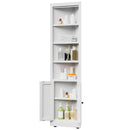 Tall Corner Storage Cabinet With 2 Doors, 5-Tier With Adjustable Shelves, Freestanding - White
