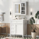 Bathroom Vanity With Medicine Cabinet, Royal Mirror Cabinet, Modern Bathroom Storage Cabinet With 2 Soft Closing Doors And 4 Drawers by Unique Piece Furniture