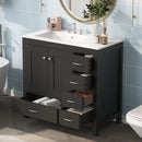 Bathroom Vanity With Ceramic Sink Combo, Abundant Storage Cabinet 2 Soft Close Doors And 5 Drawers by HouseOfZazla