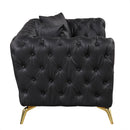 65.5" Modern Sofa Couch PU Upholstered Loveseat Sofa with Sturdy Metal Legs, Button Tufted Back for Living Room, Apartment, Home Office, Black