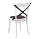 2 Pieces Set Dining Side Chair Rustic Modern Farmhouse Design Retro Design With Metal X Design - Antique Dark Oak / Antique White
