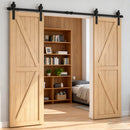 8 FT Double Sliding Barn Door Track and Handle Hardware Kit