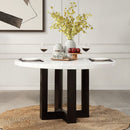 Edwyn - Round Dining Table - White Natural Marble Top & Espresso by Unique Piece Furniture