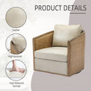 Barrel, Comfy Round Accent Sofa Chair With 360 Degree Swivel, Leisure Arm