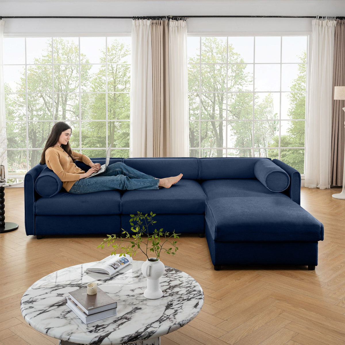 Contemporary Elegant Sofa With Storage And Ottoman, photo 17 of 40