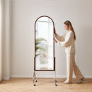 Arched Full Length Mirror with Storage Shelves & Wheels by HouseOfZazla