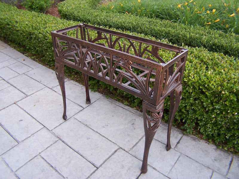 Cast Aluminum Antique Bronze Butterfly Rectangular Metal Plant Stand