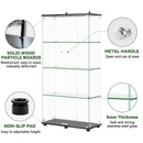 Modern Glass Display Cabinet With 4 Shelf Double Doors And Lock, Tempered Glass Bookshelf For Living Room - Black by HouseOfZazla