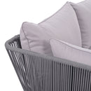 2-Piece Outdoor Sunbed and Coffee Table Set, Patio Double Chaise Lounger Loveseat Daybed with Clear Tempered Glass Table for the patio, poolside (Grey Cushion + Dark Grey Rope)