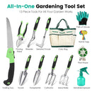 13Pcs Garden Tool Set Aluminum Alloy Gardening Hand Tools Starter Kit With Garden Bag Heavy Duty Outdoor Hand Tools With Non-Slip Ergonomic Handle For