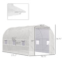 15' x 7' x 7' Walk-In Tunnel Greenhouse, Large Garden Hot House Kit with 6 Roll-up Windows & Roll Up Door, Steel Frame, White