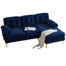 83" Modern Sectional Sofas Couches Velvet L Shaped Couches for Living Room, Bedroom, Blue