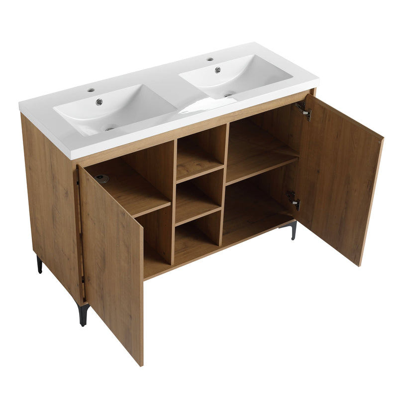 48" Freestanding Bathroom Vanity With Double Sink, Soft Closing Door Hinge (KD-Package)G