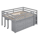 Loft Bed With Retractable Writing Desk And 4 Drawers, With Lateral Portable Desk And Shelves by HouseOfZazla