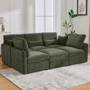Modern Modular U-Shaped Sofa Bed With Movable Ottoman, USB Ports, Phone Holder by HouseOfZazla