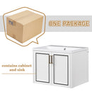 24" Wall Mounted Bathroom Vanity with Ceramic Basin, Two Shutter Doors, Solid Wood & MDF Board, White (One Package)