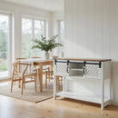 Entryway Table With Sliding Barn Door Storage - White / Oak by HouseOfZazla