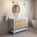 James Martin Olena 48" Single Bathroom Vanity, Polished White and Light Mappa Burl