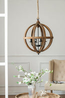 4 Light Wood Chandelier, Hanging Light Fixture With Adjustable Chain For Kitchen, Bulb Not Included - Brown by HouseOfZazla