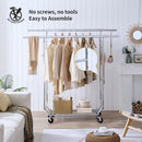 Heavy Duty Double Clothing Garment Rack With Shelves - Silver by HouseOfZazla