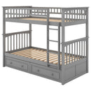 Twin Over Twin Bunk Bed With Drawers, Convertible Beds by Unique Piece Furniture