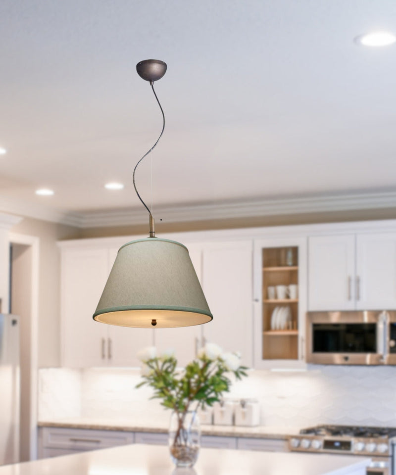 16"W Gold-laced Cafe Pendant Light with Textured Oatmeal Slotted Pendant Empire Shade and Diffuser