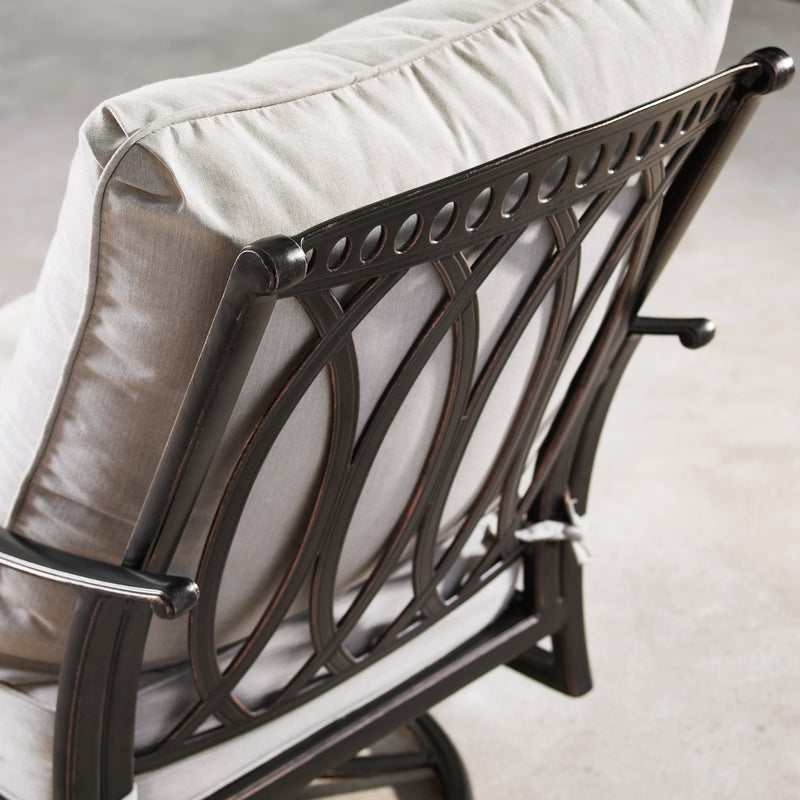 Aluminum 34-in Round Patio Fire Table Set with Swivel Rocking Chairs