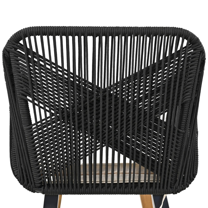 5 Pieces Patio Furniture Chair Sets, Patio Conversation Set With Wicker Cool Bar Table, Ottomans,Outdoor Furniture Bistro Sets for Porch,Backyard,Balcony,Poolside Black&Beige