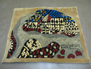 3' X 4' Vintage Hand Crafted Israel Wool Rug Carpet Wall Hanging Signed Hebrew