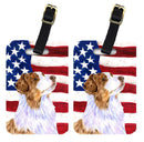 USA American Flag with Australian Shepherd Luggage Tag